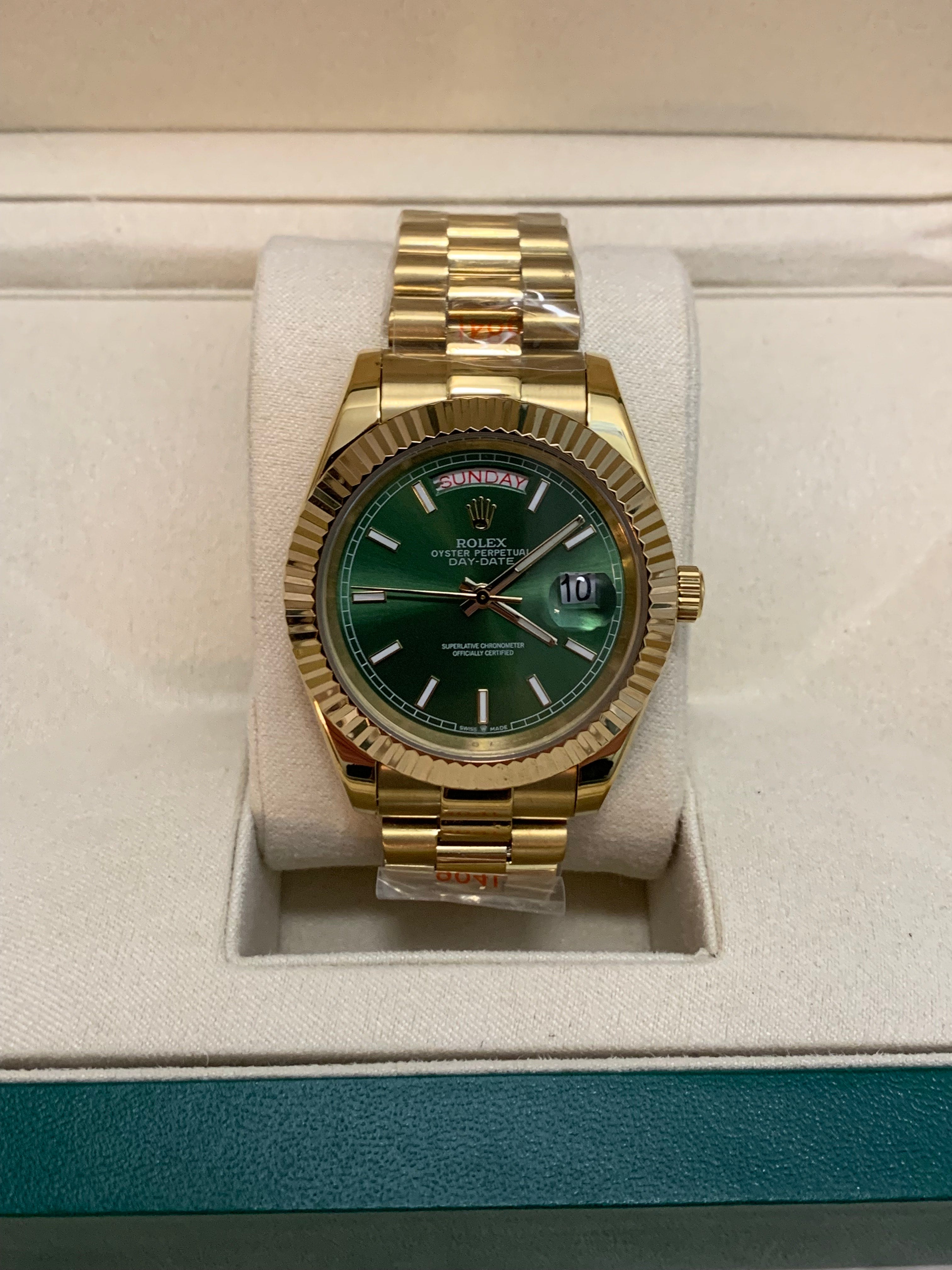 Rolex Day Date 40 Green  Stick Dial