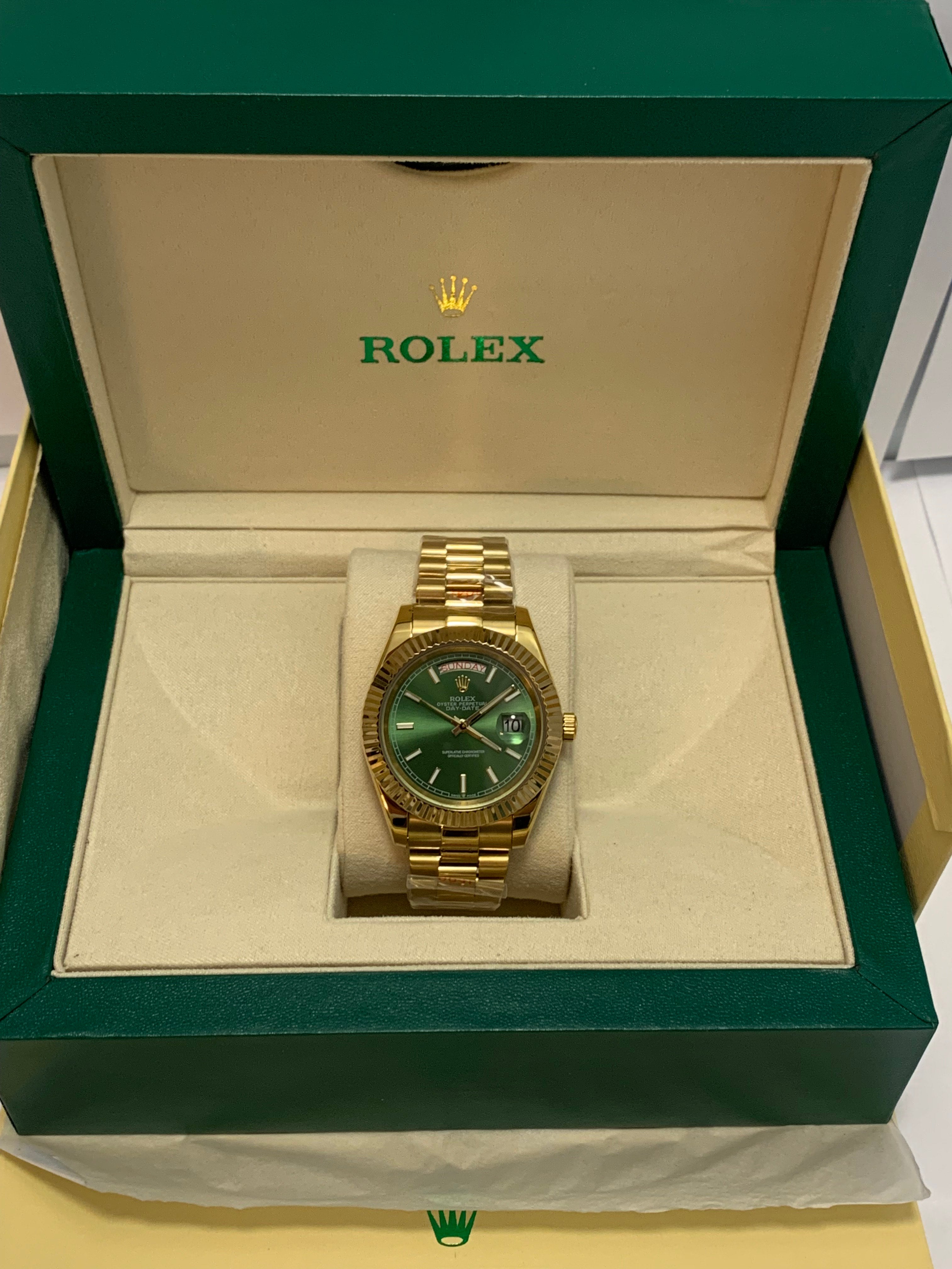 Rolex Day Date 40 Green  Stick Dial
